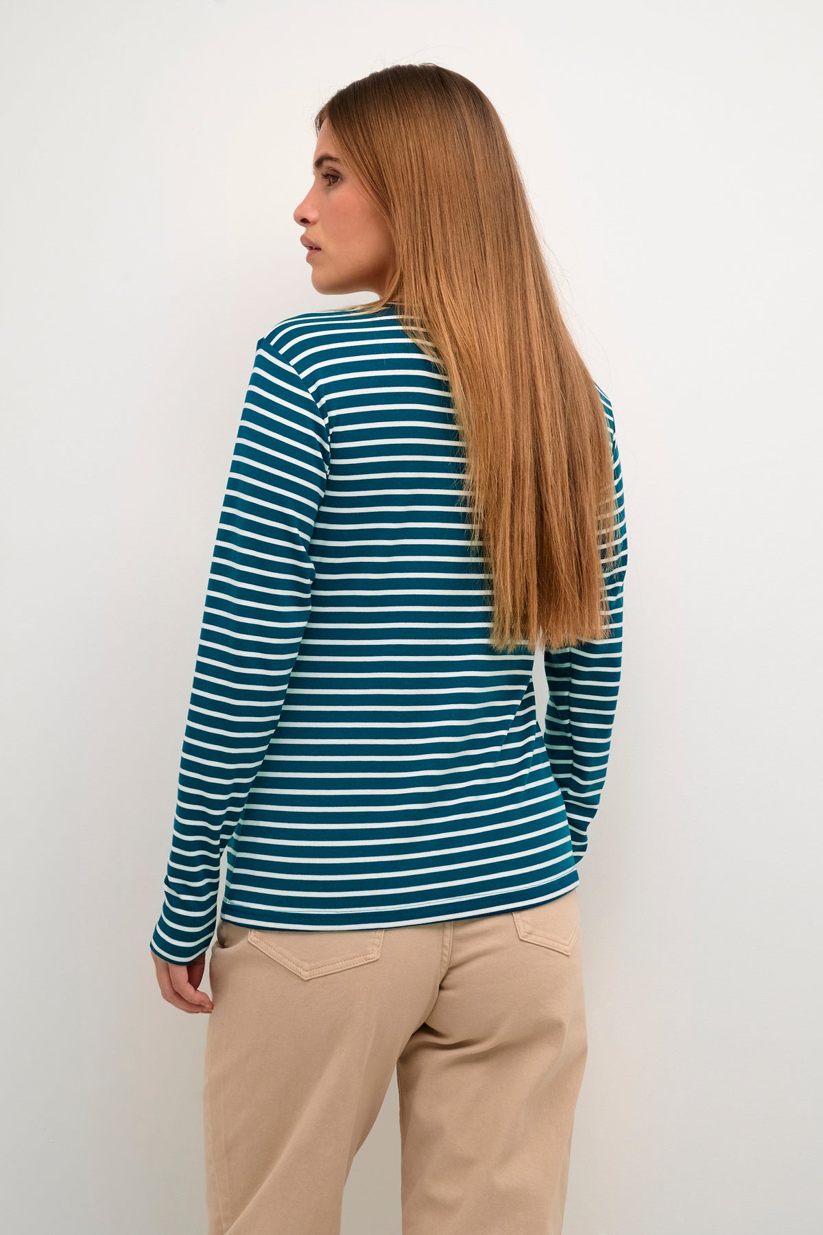Kaffe Liddy Legion Blue/Chalk Stripe Top with Black Heart, 10502821