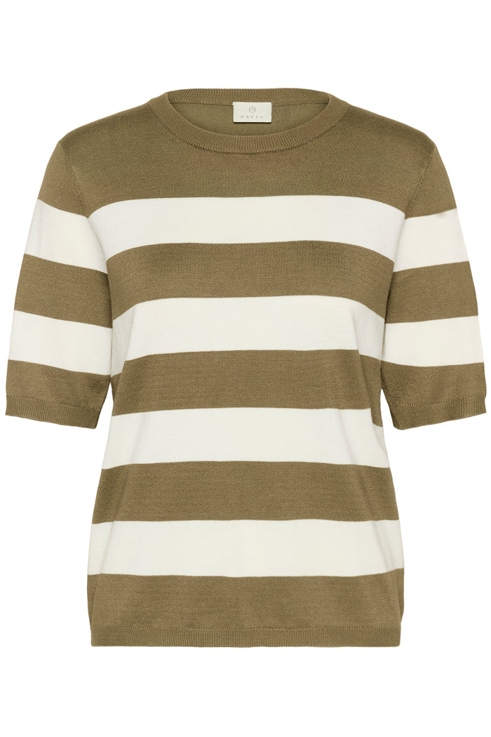 Kaffe Kalizza Khaki Green/Chalk Striped Knit, 10508410