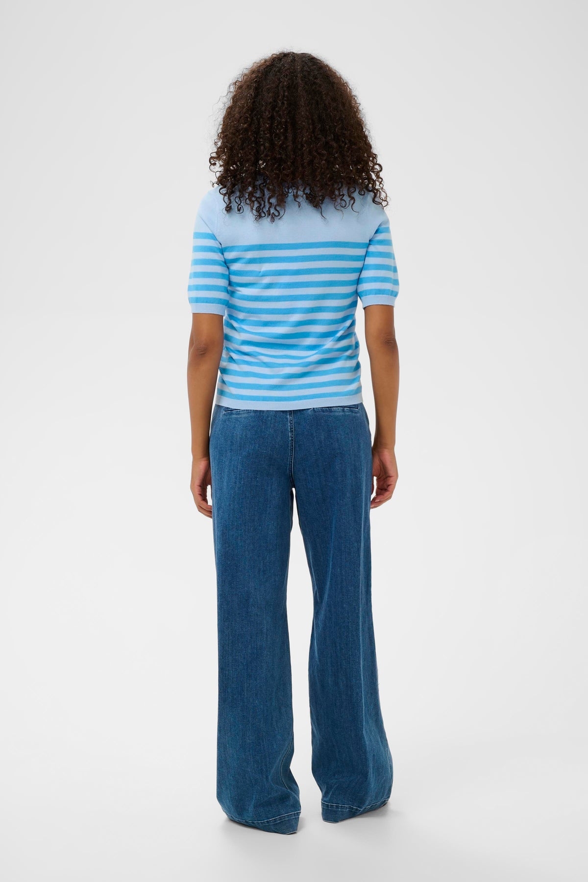 Kaffe Kalizza Baby Blue/Cornflour Blue Striped Knit, 10508410