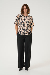 Kaffe Kapaco Peach/Black Abstract Printed Top, 10509633