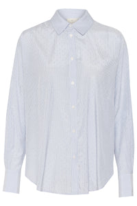 Kaffe Kamilena Baby Blue/White Embellished Oversized Shirt