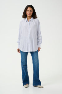 Kaffe Kamilena Baby Blue/White Embellished Oversized Shirt