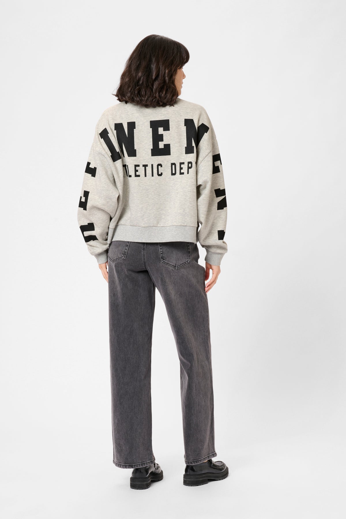 Kaffe Kalise Grey Melange Logo Relaxed Fit Sweatshirt, 10510868