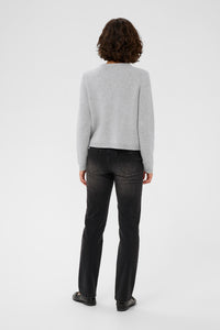 Kaffe Kabowie Grey Melange Pearl Bow Knitted Cardigan, 10510901