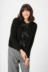 Kaffe Kamay Black Bow Knitted Cardigan