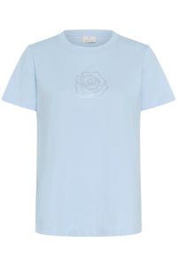 Kaffe Kajean Powder Blue Embellished Rose T-Shirt, 10511081