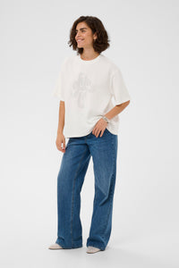 Kaffe Karosie Chalk 'Ooh La La' Embellished Modal T-Shirt, 10511093