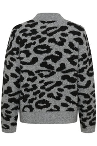 Kaffe KaSandra Grey Melange Leopard Supersoft Knit Jumper