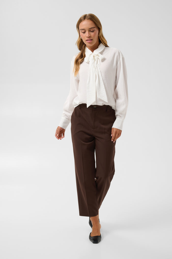 Kaffe KaHeather Coffee Bean Ankle Length Straight Leg Trousers, 10511224