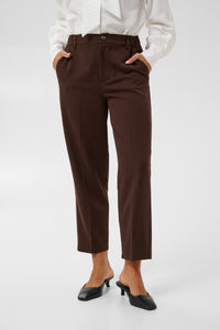 Kaffe KaHeather Coffee Bean Ankle Length Straight Leg Trousers, 10511224