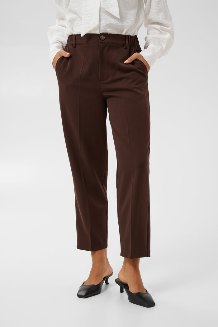 Kaffe KaHeather Coffee Bean Ankle Length Straight Leg Trousers, 10511224