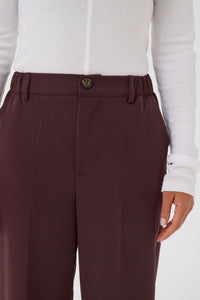 Kaffe KaHeather Fudge Burgundy Ankle Length Straight Leg Trousers