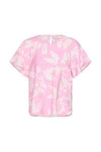 Kaffe Kamarlo Pink Frosting Leaf Print Blouse, 10511390