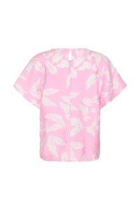 Kaffe Kamarlo Pink Frosting Leaf Print Blouse, 10511390