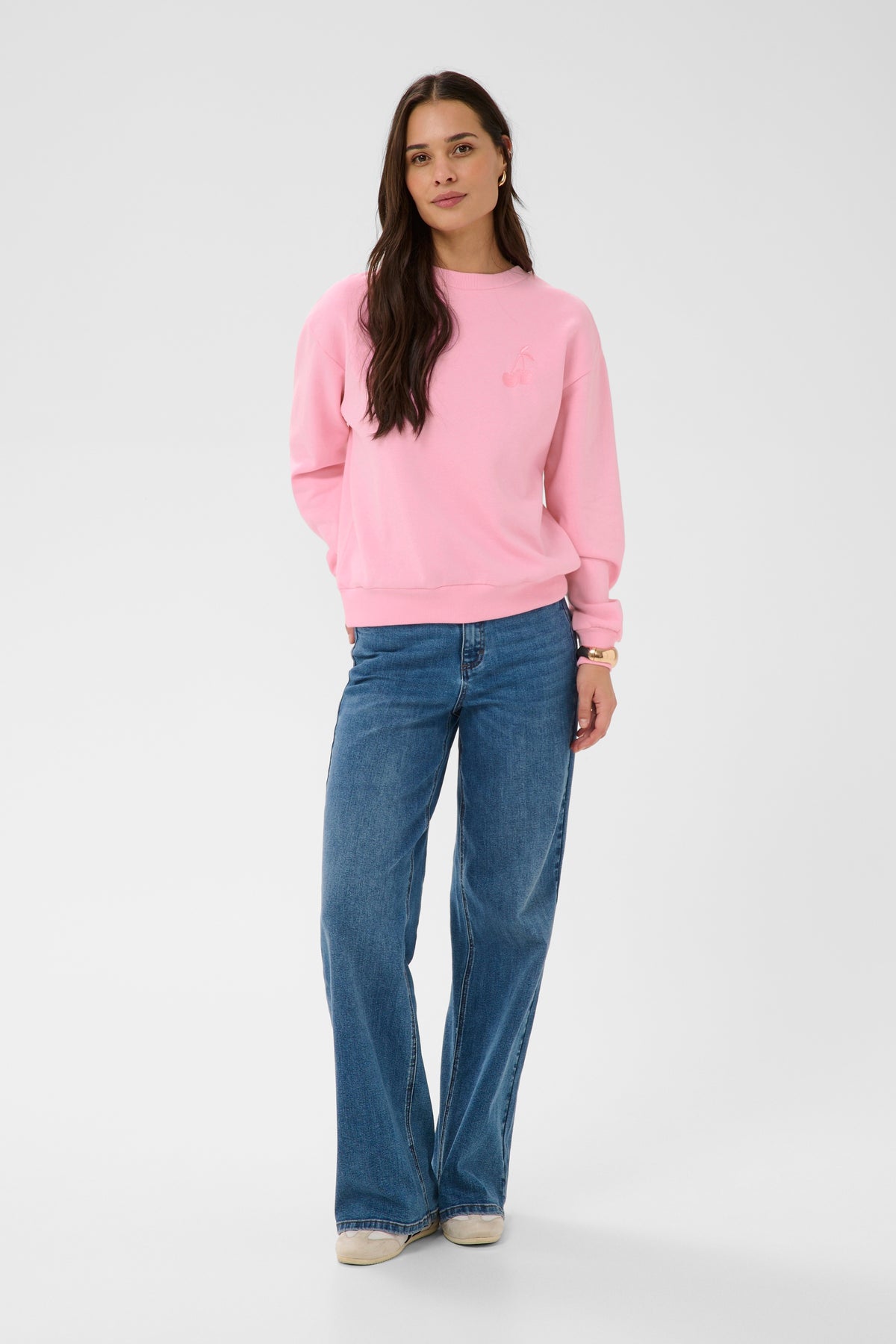 Kaffe Kamelody Pink Frosting Supersoft Fleece Lined ‘Cherry Bliss’ Sweatshirt