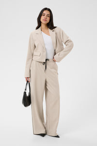 Kaffe Kaserena Beige Striped Cropped Blazer, 10511459