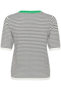 Kaffe Kalizza Black/Chalk Striped Knit with Green Trim, 10511826