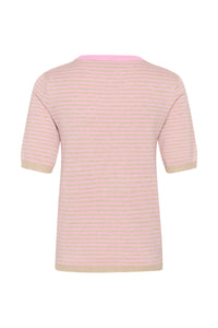 Kaffe Kalizza Feather Beige /Candy Striped Knit with Candy Pink Trim, 10511826