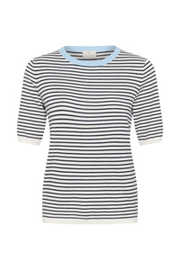 Kaffe Kalizza Navy/Chalk Striped Knit with Baby Blue Trim, 10511826