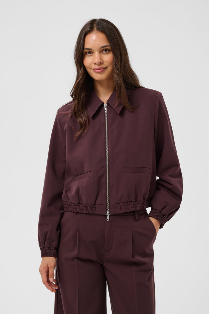 Kaffe Kasakura Fudge Burgundy Bomber Jacket, 10512340