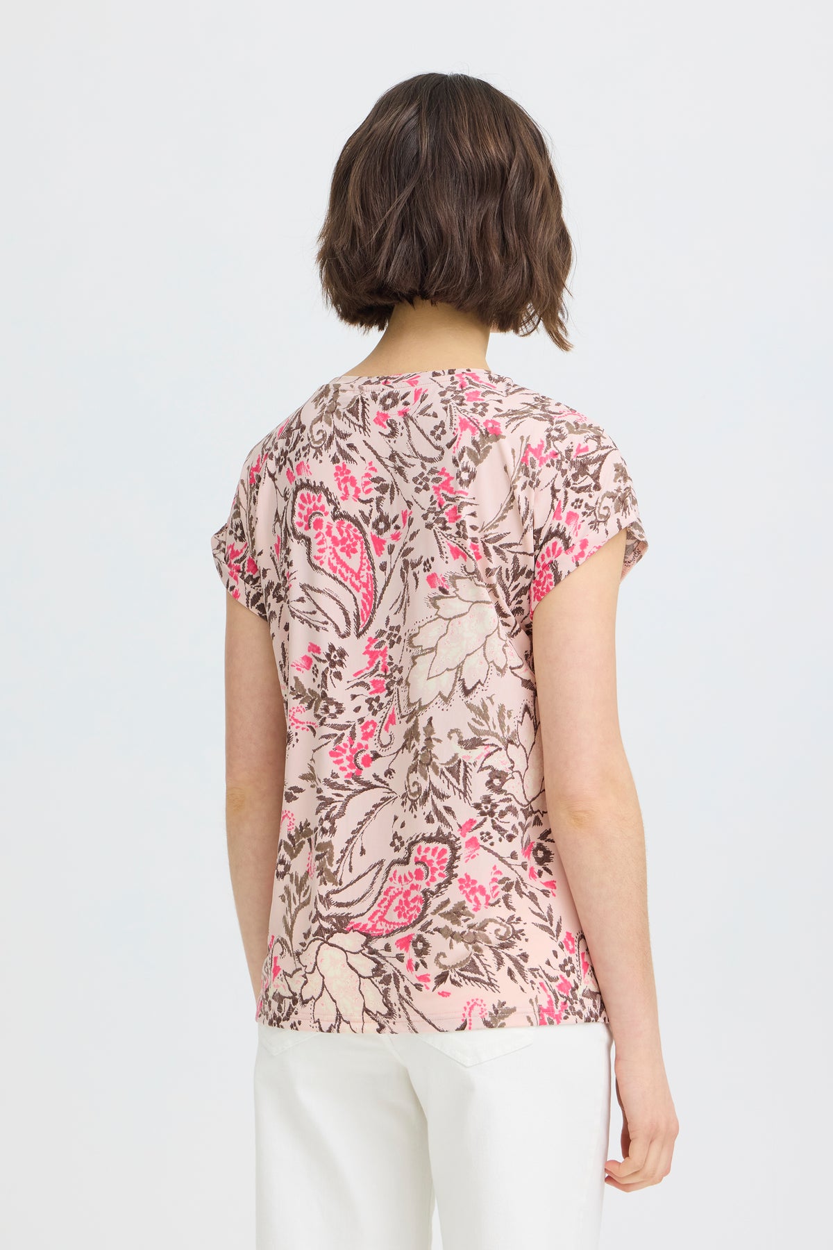 Fransa FrSeen Lotus Pink Floral Printed T-Shirt, 20610634