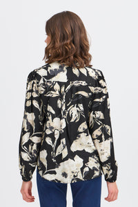Fransa FrAriana Black Floral V-Neck Blouse