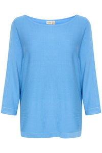 Fransa FrClia Azure Blue Oversized 3/4 Sleeve Knit