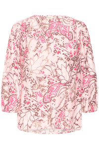 Fransa FrAriana Lotus Pink Floral Print V-Neck Blouse, 20615424