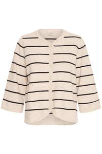 Fransa Frbitte Limestone Melange/Black Stripe Supersoft Cardigan