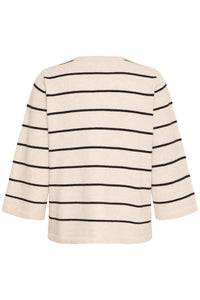 Fransa Frbitte Limestone Melange/Black Stripe Supersoft Cardigan