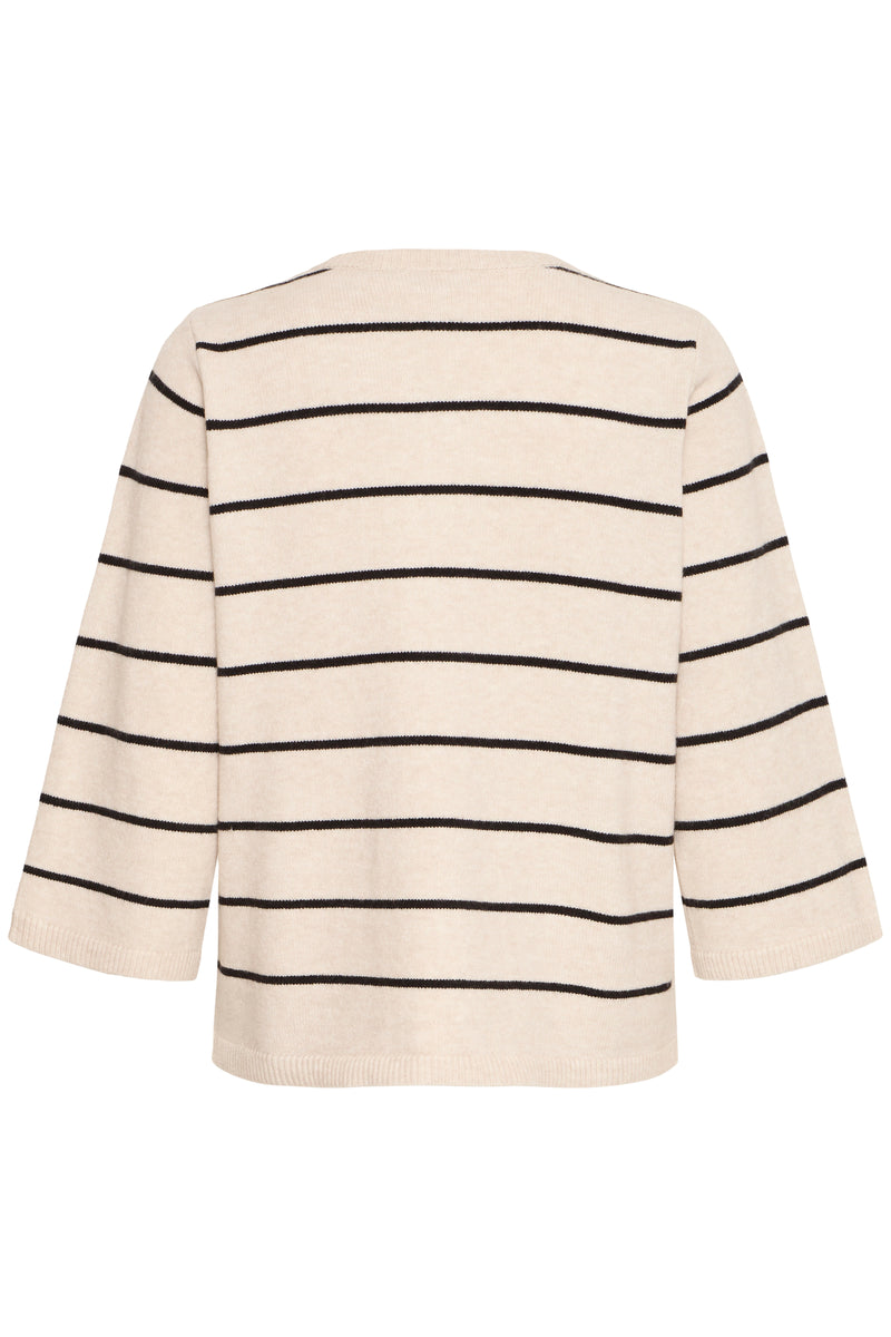 Fransa Frbitte Limestone Melange/Black Stripe Supersoft Cardigan