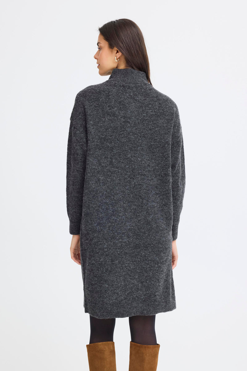 Fransa Frsanny Charcoal Grey Melange Knitted Jumper Dress