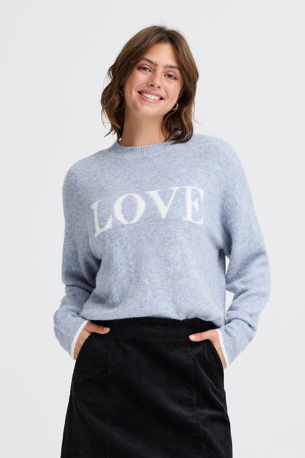 Fransa FrFlorence Infinity Blue Supersoft 'LOVE' Knit