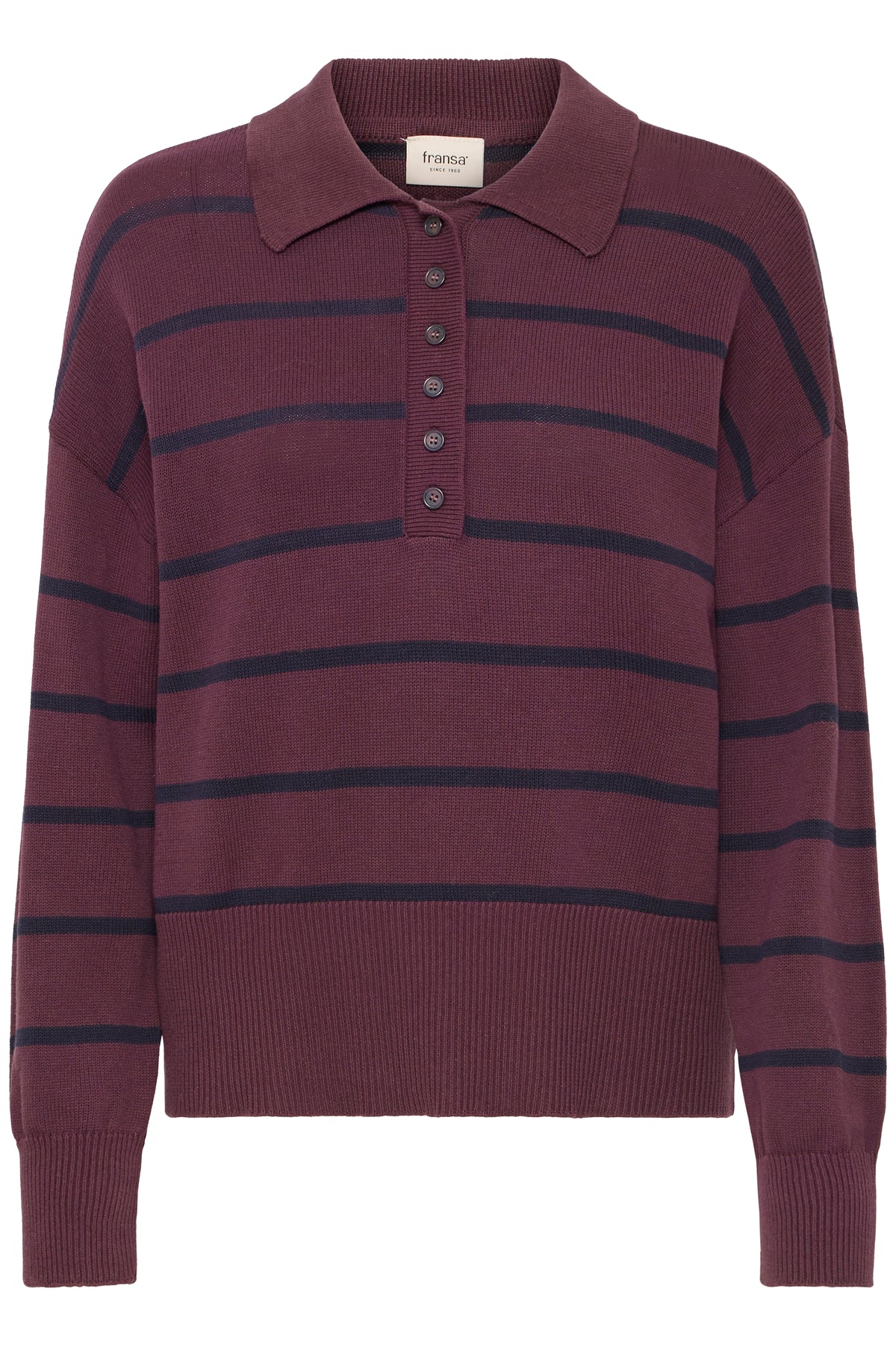 FRANSA FrBerkeley Fudge Burgundy Striped Polo Knit