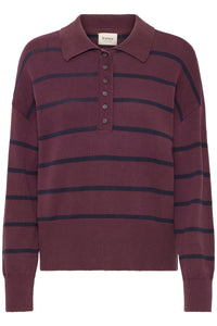 FRANSA FrBerkeley Fudge Burgundy Striped Polo Knit
