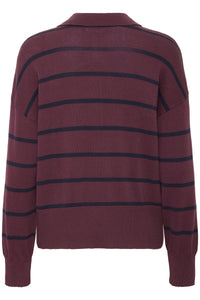 FRANSA FrBerkeley Fudge Burgundy Striped Polo Knit