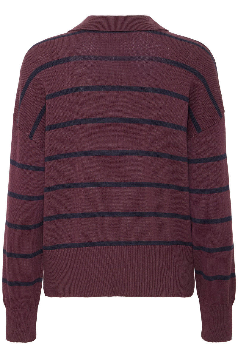 FRANSA FrBerkeley Fudge Burgundy Striped Polo Knit