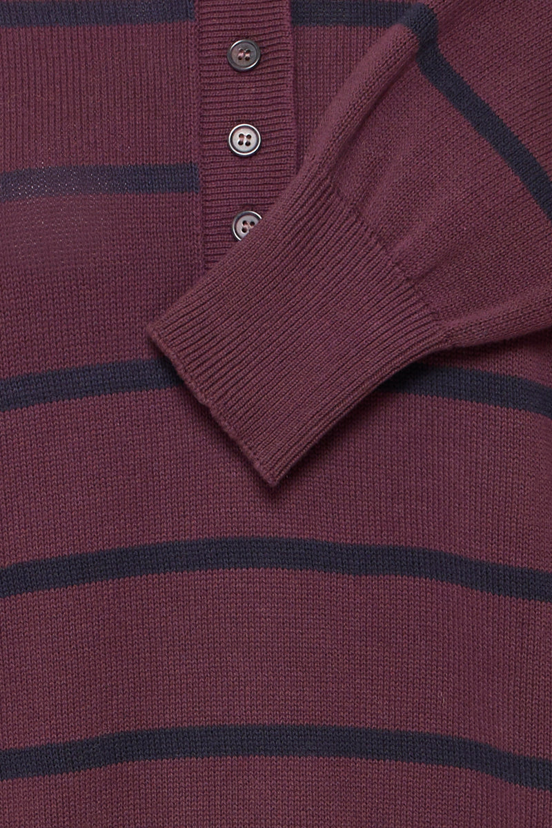 FRANSA FrBerkeley Fudge Burgundy Striped Polo Knit