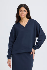 Fransa FrAurora Navy Blazer Modal Oversized V-Neck Top, 20617552