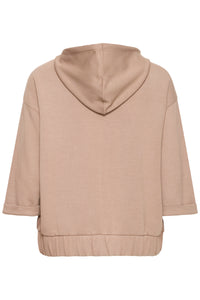Fransa FrAurora Modal Taupe 3/4 Sleeve Zip Hoodie, 20617574