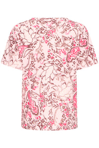 Fransa FrSeen Lotus Pink Floral Print V-Neck T-Shirt, 20617629