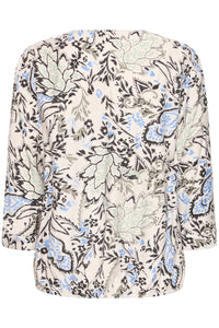 Fransa FrAriana Sage Green Floral Elasticated Waistband Blouse, 20617659