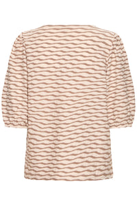 Fransa FrNiamy Taupe Wavy Printed Top, 20617985
