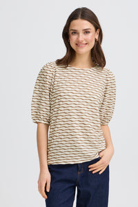 Fransa FrNiamy Taupe Wavy Printed Top, 20617985