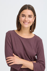 Fransa FrJorelia Port Royale Stripe Long Sleeve Dipped Hem Top, 20618224