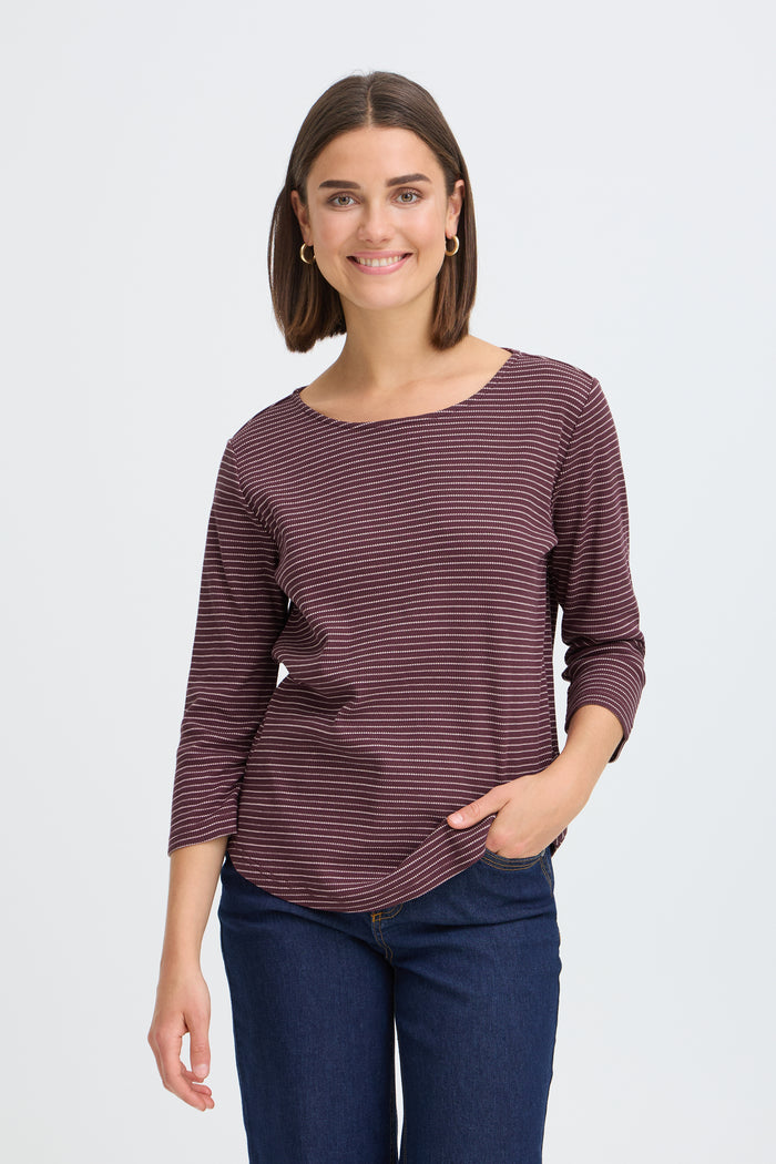 Fransa FrJorelia Port Royale Stripe Long Sleeve Dipped Hem Top, 20618224