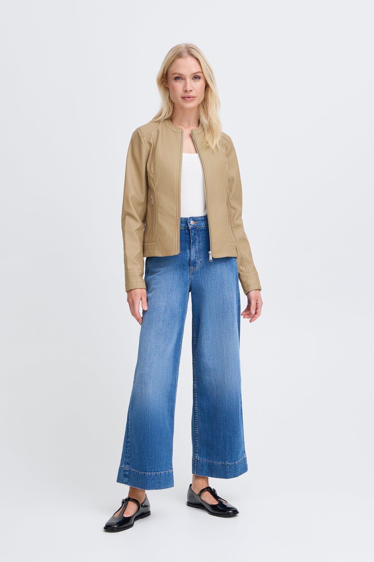 B.Young Byacom Chinchilla Beige Faux Leather Jacket, 20809396