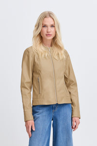 B.Young Byacom Chinchilla Beige Faux Leather Jacket, 20809396