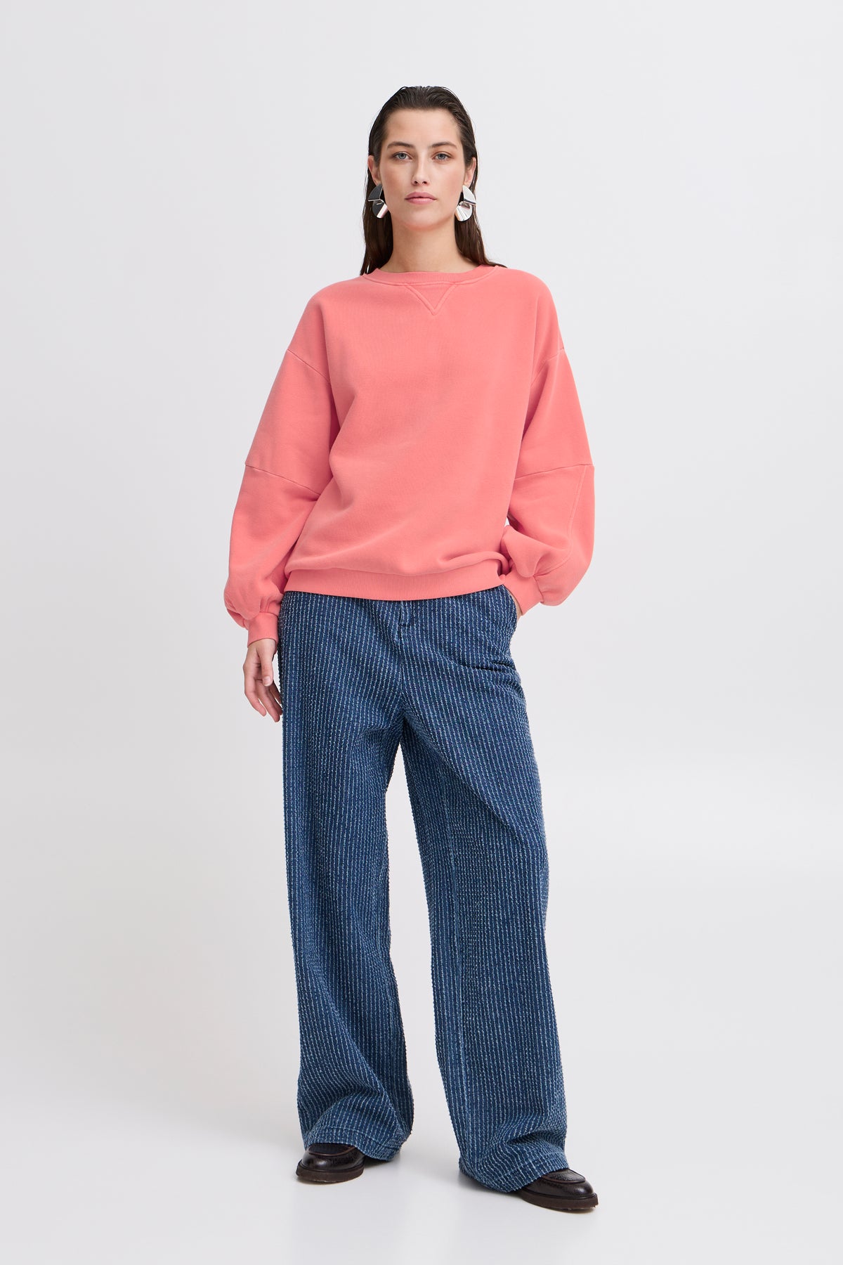 B.Young Bystana Porcelain Coral Teddy Fleece Lined Sweatshirt