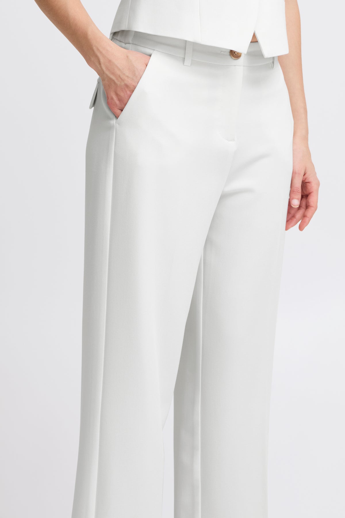 B.Young ByDeceri Marshmallow White Cuff Trousers, 20816464